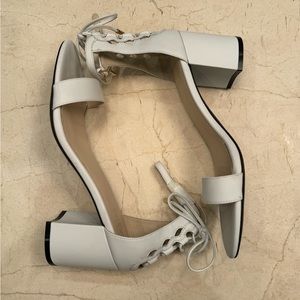 Never Worn Cole Haan White Heeled Sandals - Lace Up Back, 10. Great for brides!
